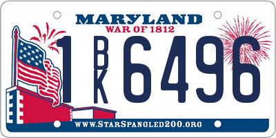 MD license plate 1BK6496