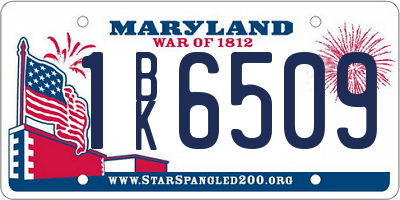 MD license plate 1BK6509