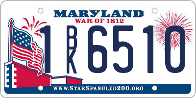 MD license plate 1BK6510