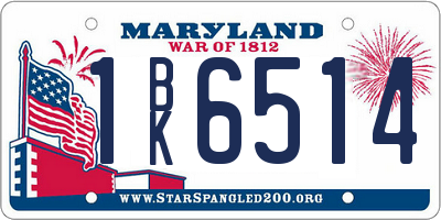 MD license plate 1BK6514