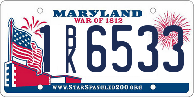 MD license plate 1BK6533