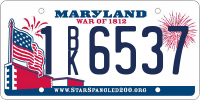 MD license plate 1BK6537