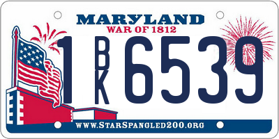 MD license plate 1BK6539