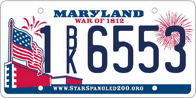 MD license plate 1BK6553