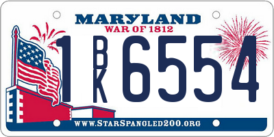 MD license plate 1BK6554