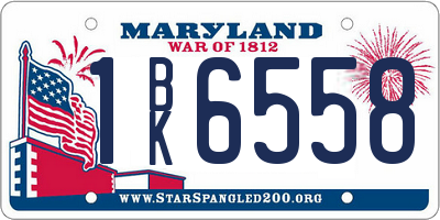 MD license plate 1BK6558