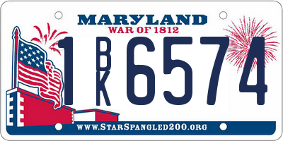MD license plate 1BK6574