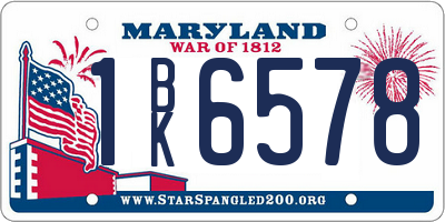 MD license plate 1BK6578
