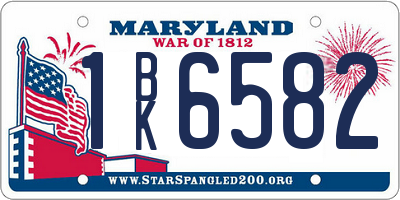 MD license plate 1BK6582