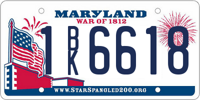 MD license plate 1BK6618