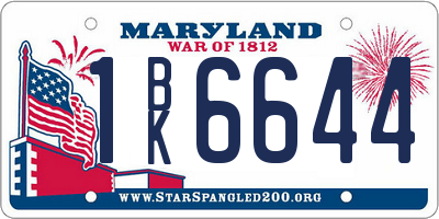 MD license plate 1BK6644