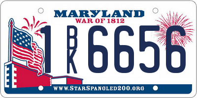 MD license plate 1BK6656