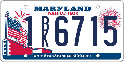MD license plate 1BK6715