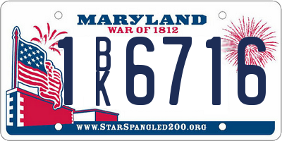 MD license plate 1BK6716