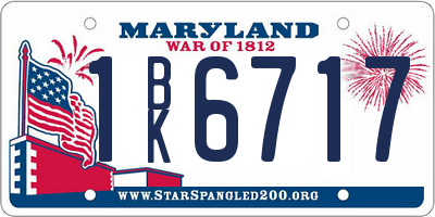 MD license plate 1BK6717