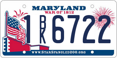 MD license plate 1BK6722