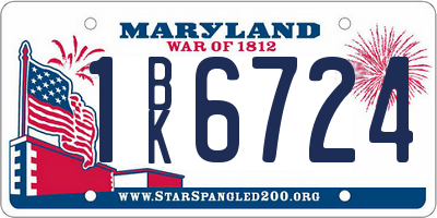 MD license plate 1BK6724