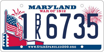 MD license plate 1BK6735