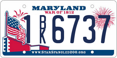 MD license plate 1BK6737