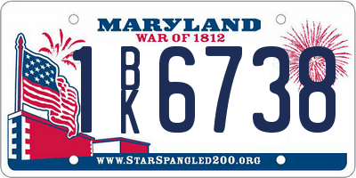 MD license plate 1BK6738