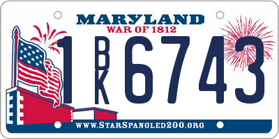 MD license plate 1BK6743