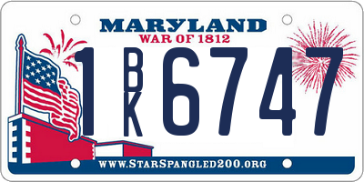 MD license plate 1BK6747
