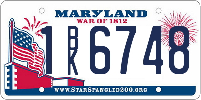 MD license plate 1BK6748