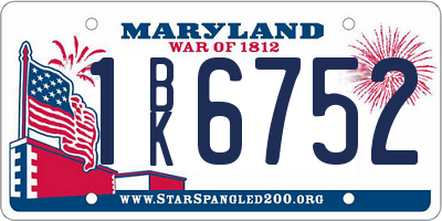 MD license plate 1BK6752