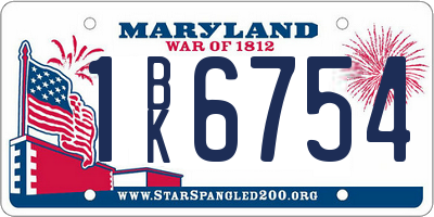 MD license plate 1BK6754
