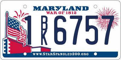 MD license plate 1BK6757