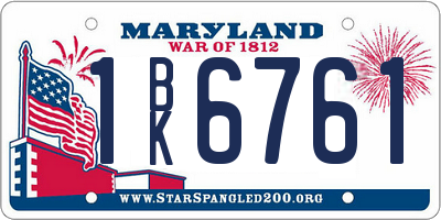 MD license plate 1BK6761