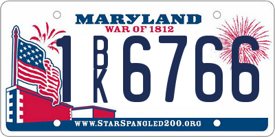 MD license plate 1BK6766