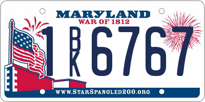 MD license plate 1BK6767
