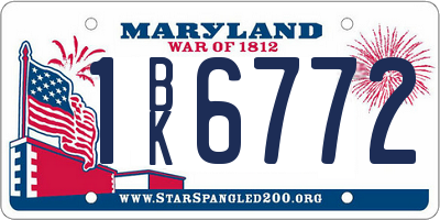 MD license plate 1BK6772