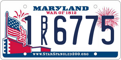 MD license plate 1BK6775