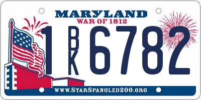 MD license plate 1BK6782