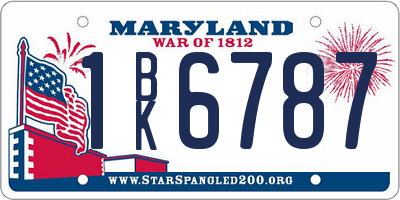 MD license plate 1BK6787