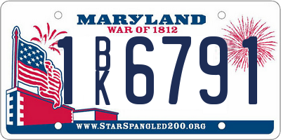 MD license plate 1BK6791