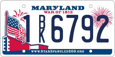 MD license plate 1BK6792