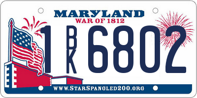 MD license plate 1BK6802