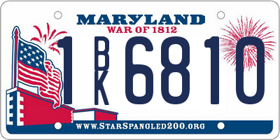 MD license plate 1BK6810
