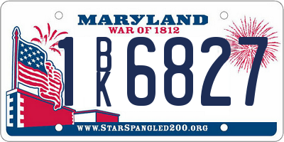MD license plate 1BK6827