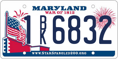 MD license plate 1BK6832
