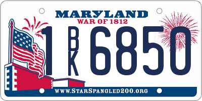 MD license plate 1BK6850
