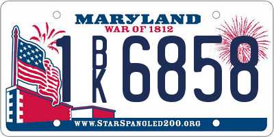 MD license plate 1BK6858