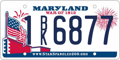 MD license plate 1BK6877