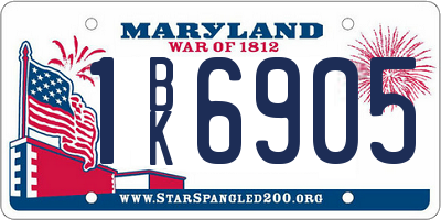 MD license plate 1BK6905