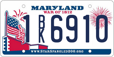 MD license plate 1BK6910