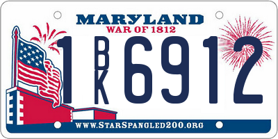 MD license plate 1BK6912