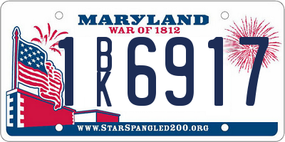 MD license plate 1BK6917